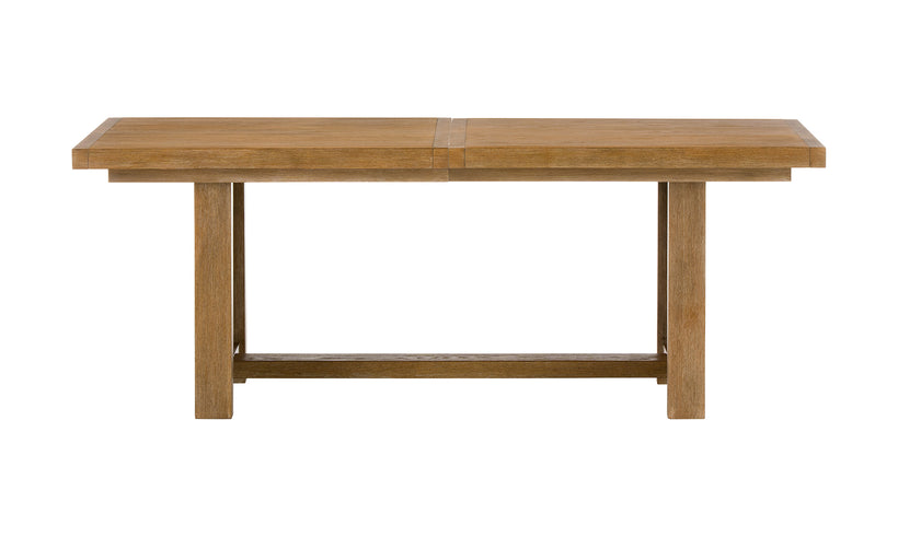 Wooden dining table on a white background